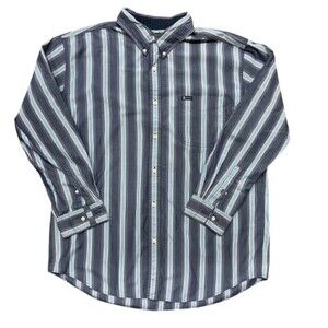 Chaps Ralph Lauren Striped Vintage Gray Purple Teal Button Down Shirt Men's XL